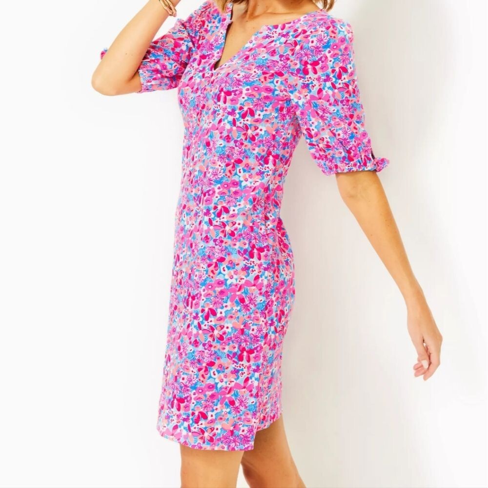 NWT Lilly Pulitzer Easley Short Sleeve Dress Aura Pink Baby Bloomer Medium - Picture 4 of 6